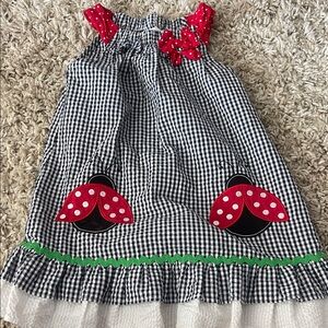 Emily Rose Black and White Gingham Ladybug Dress